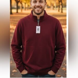 IZOD Men's Deep Red Zip-Up Sweater